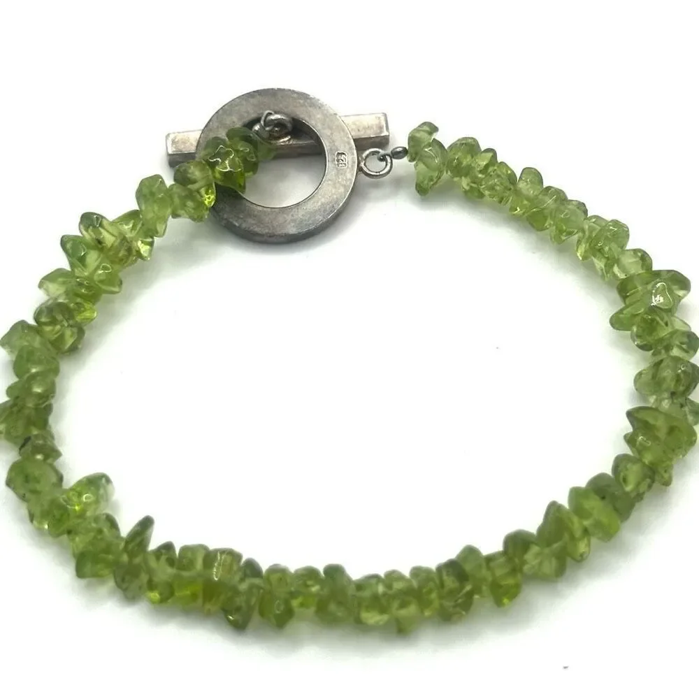 Peridot sterling silver luck toggle bracelet